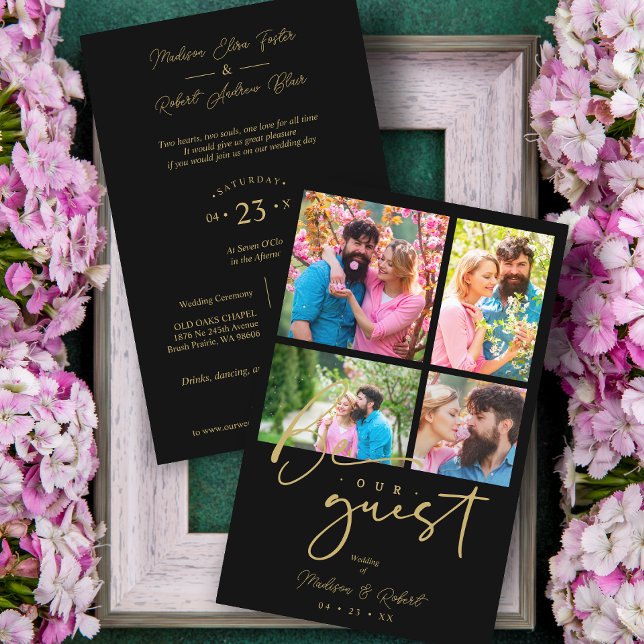 Boda de Collage Budget Black Trendy 4 Fotos (Criador carregado)