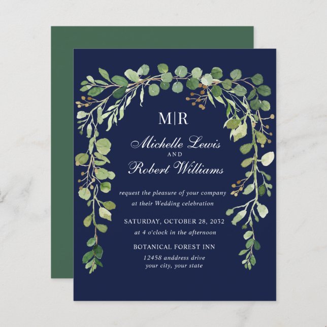 Bodas de Verão da primavera no Arco FLORAL Azul (Frente/Verso)