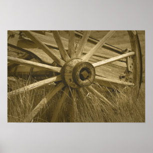 Bodie Wagon Wheel Sepia Poster 2