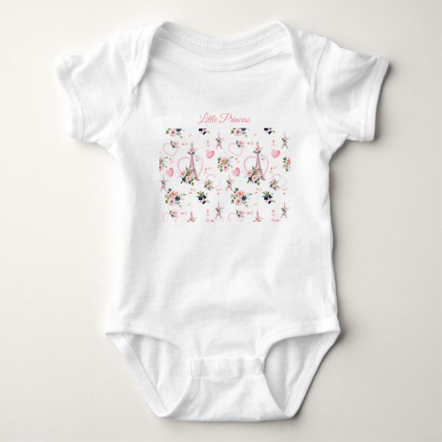 Body Bodysuit Floral Rosa Fofo para Bebê (Frente)