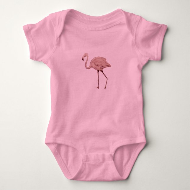 Body Bodysuit Tutu Rosa Flamingo para Bebê (Frente)