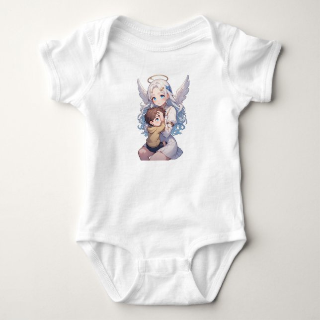 Body de Anjo Guardião para Bebê Menino (Frente)