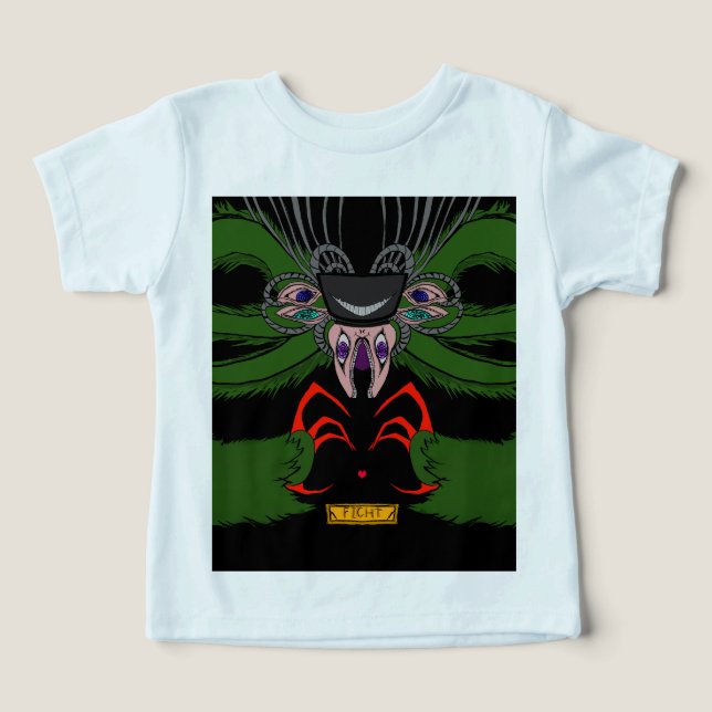 Body de Bebê Monstro de Arte Sombria Única (Design frontal)