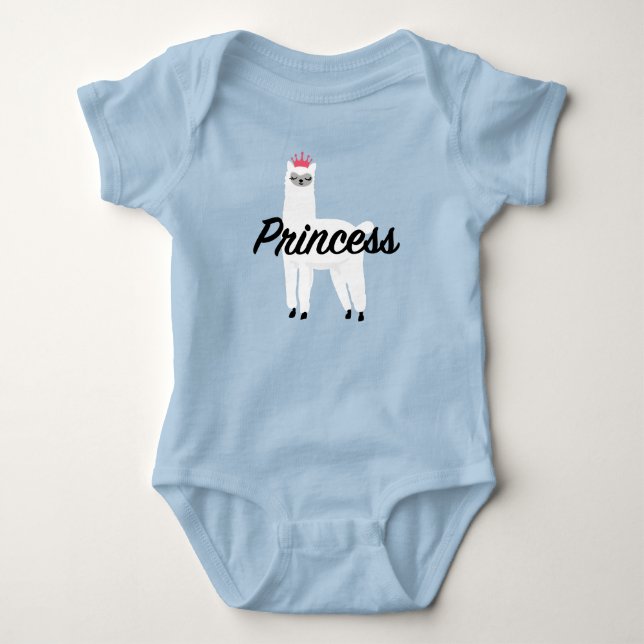 Body de Jersey para Bebê - Design Princesa Lhama (Frente)