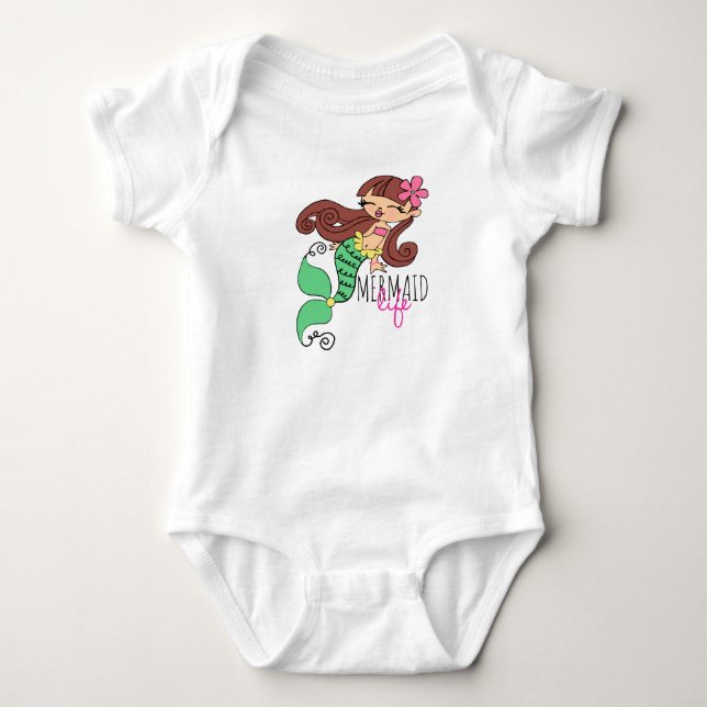 Body de Jersey para Bebê Mermaid Life (Frente)