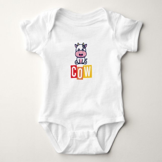 Body de Jersey para Bebê Vaca (Frente)
