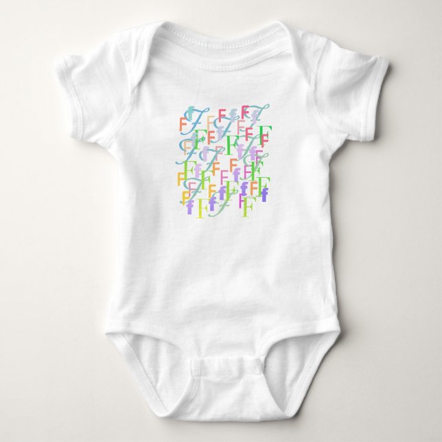 Body "F" Confetes de Letras para Bebê (Frente)