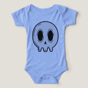 Body Infantil Azul Claro Pastel Goth Caveira Edgy
