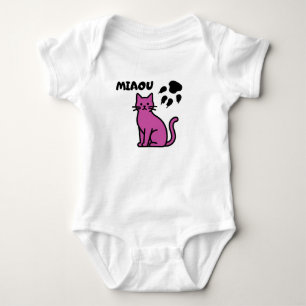Body "MIAOU" Rosa Fofo para Bebê Gato