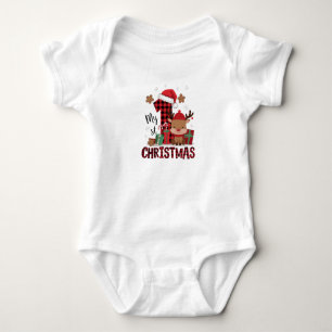 Body Para Bebê 1º Natal Chapéu de Papai Noel Branco Bebê Rena