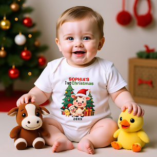 Body Para Bebê 1º Natal da Sophia, texto personalizado, Presentes