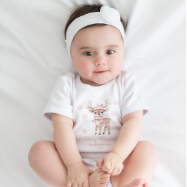 Body Para Bebê 1º Natal do Bebê Rena Rosa Floresta 