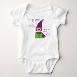 Body Para Bebê 1º Natal Menina Chapéu Roxo Deixe Nevar