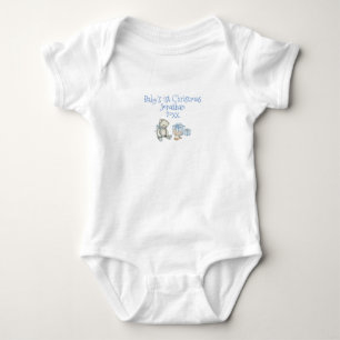 Body Para Bebê 1º Natal Personalizado do Bebê Azul Fofo