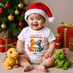 Body Para Bebê 1º Natal, texto personalizado, Trio Alegre do Filh