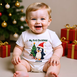 Body Para Bebê 🎄1º Natal, texto personalizado, Waddle & Wonder
