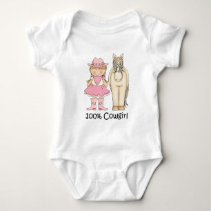 Body Para Bebê 100% de vaqueira loira e cavalo