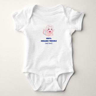 Body Para Bebê "100% Organic Trouble" Funny Watercolor Baby Bodys