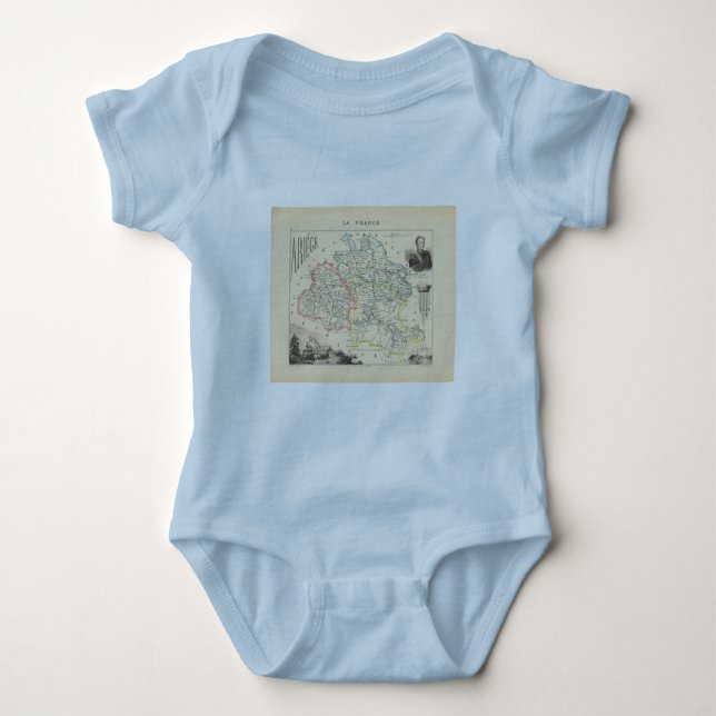 Body Para Bebê 1858 mapa do departamento de Ariege, France (Frente)