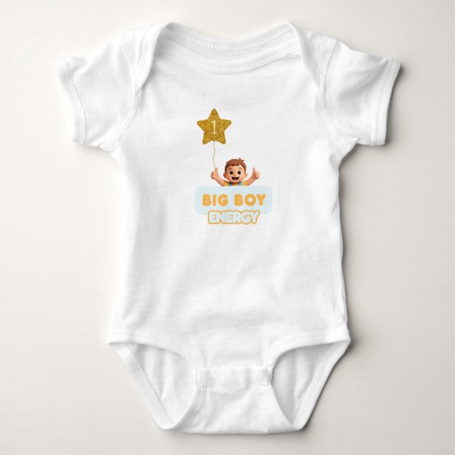 Body Para Bebê 1 Year Big Boy Energy Baby One‑Piece (Frente)