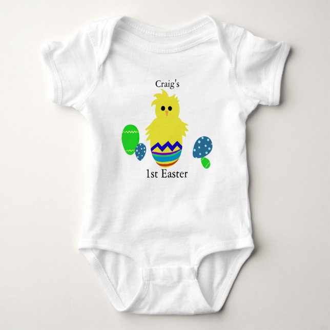Body Para Bebê 1Páscoa Pintinho Amarelo-rua Ovos PERSONALIZADOS (Frente)
