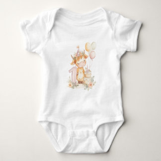 Body Para Bebê 1st birthday highland cow