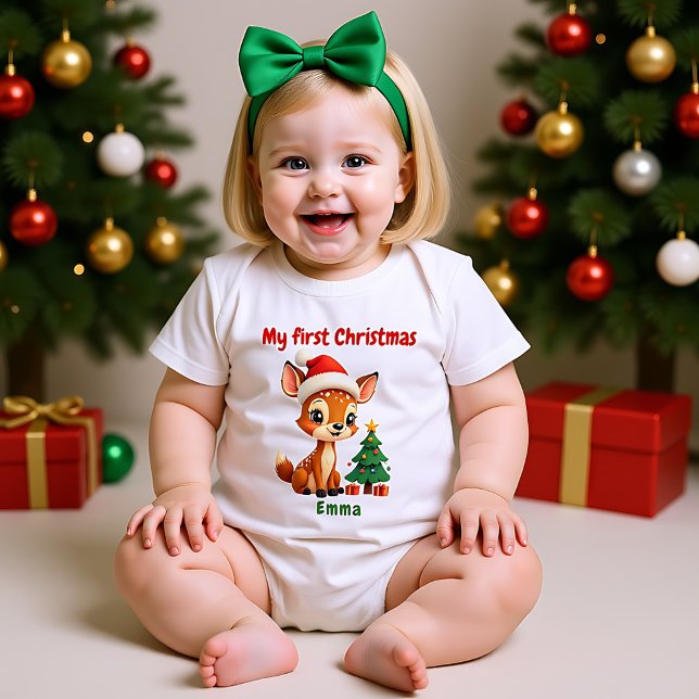Body Para Bebê 🎄1st Christmas, custom text, Doe-Re-Mi  Christmas (🎄1st Christmas, custom text, Doe-Re-Mi Christmas Baby Bodysuit)