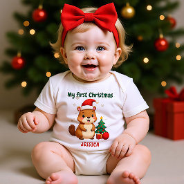 Body Para Bebê 🎄1st Christmas, custom text, Tree-Mendous Debut