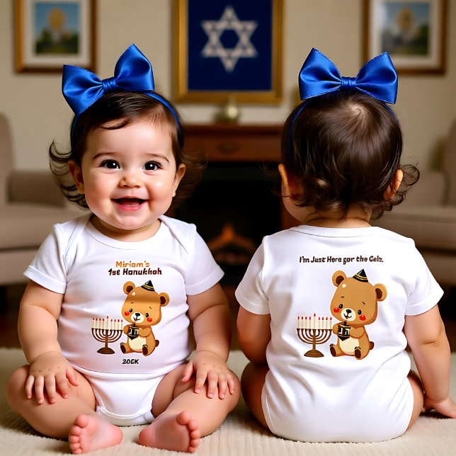 Body Para Bebê 1st Hanukkah Gelt Trip: Baby’s First Festival Fuel (1st Hanukkah Gelt Trip Baby’s First Festival Fuel Baby Bodysuit)