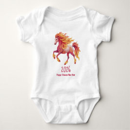 Body Para Bebê 2026 Cavalo Fogueiro – Feliz Ano Novo Chinês