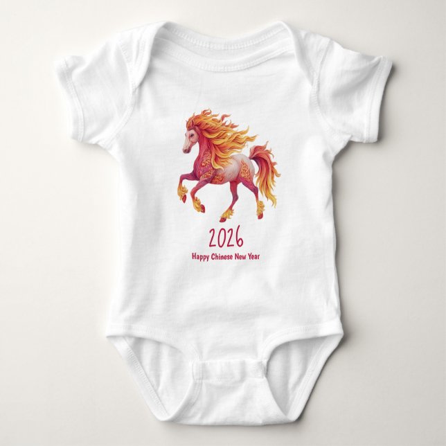 Body Para Bebê 2026 Fiery Horse – Happy Chinese New Year (Frente)