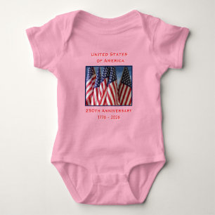 Body Para Bebê 250º Aniversário do Patriótico Rosa
