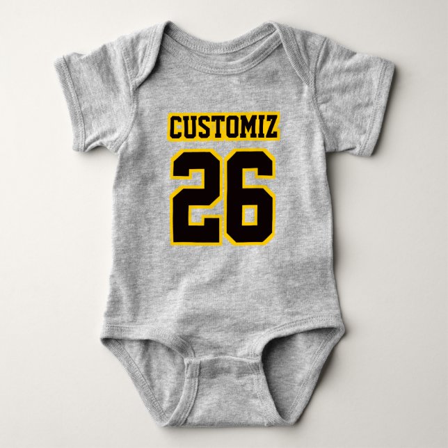 Body Para Bebê 2 CINZAS LATERAIS NEGRAS DOURADAS De Futebol (Frente)