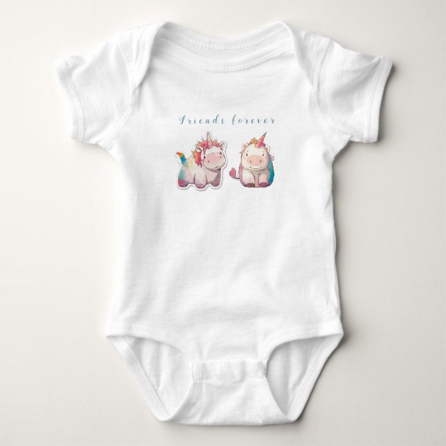 Body Para Bebê 2 unicórnios de с, personalizados (Frente)