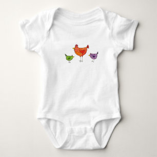 Body Para Bebê 3 galinhas brilhantes
