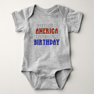 Body Para Bebê 4 de julho Aniversário Engraçado