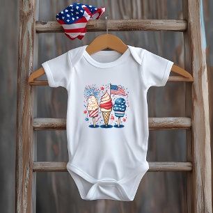 Body Para Bebê 4 de julho Doce EUA Sorvete Baby Bodydress