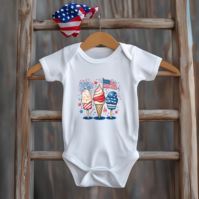 Body Para Bebê 4 de julho Doce EUA Sorvete Baby Bodydress (Criador carregado)