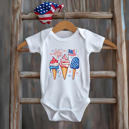 Body Para Bebê 4 de julho Sorvete Baby T-Shirt