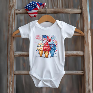 Body Para Bebê 4 de julho Sorvete de bebê USA biquetê