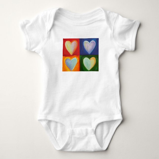 Body Para Bebê 4 Love Hearts Art Custom One-Piece Bodysuit (Frente)
