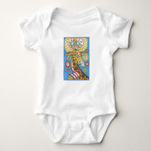 Body Para Bebê 4o DO GIRAFA de JULHO, branco do BODYSUIT do