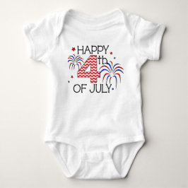Body Para Bebê 4o feliz do Romper da criança de julho