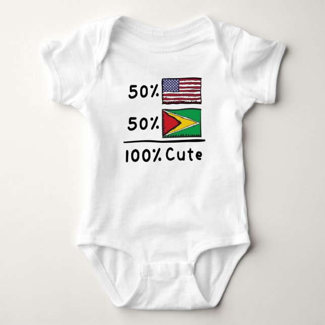 Body Para Bebê 50% americano 50% guianense 100% Cute Guyana USA F (Frente)