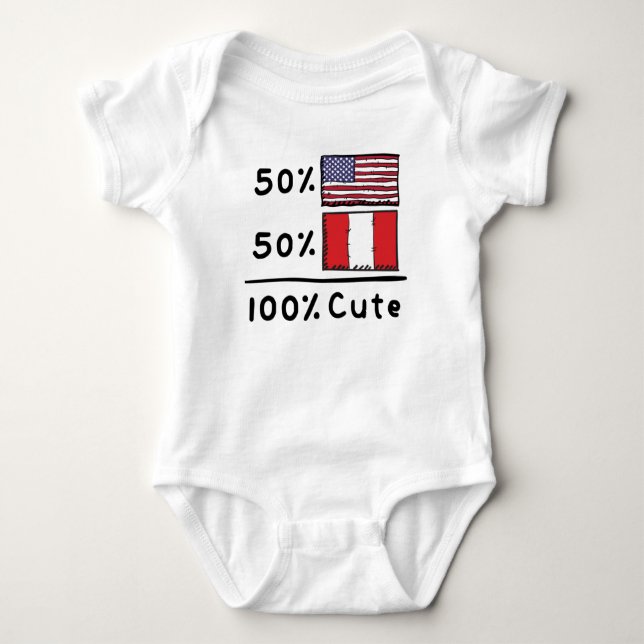 Body Para Bebê 50% americano 50% peruano 100% flags cubanos nos E (Frente)
