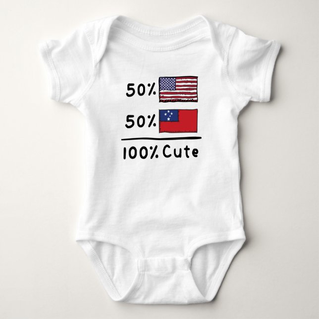 Body Para Bebê 50% americano 50% Samoan 100% Samoa Cuta EUA Flags (Frente)