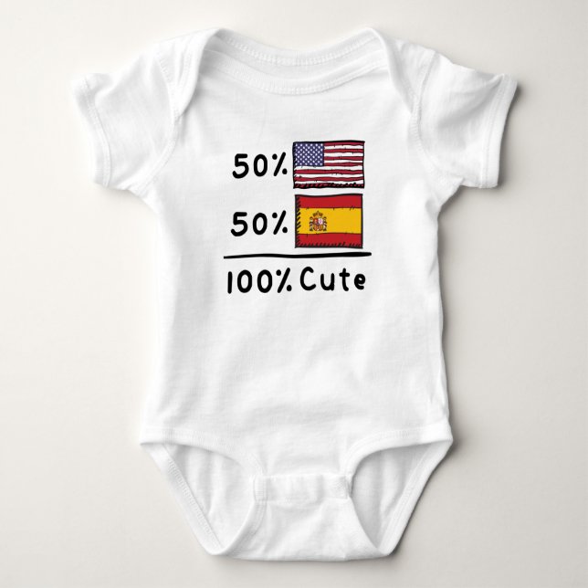 Body Para Bebê 50% americanos 50% espanhóis 100% Espanhas Cute US (Frente)