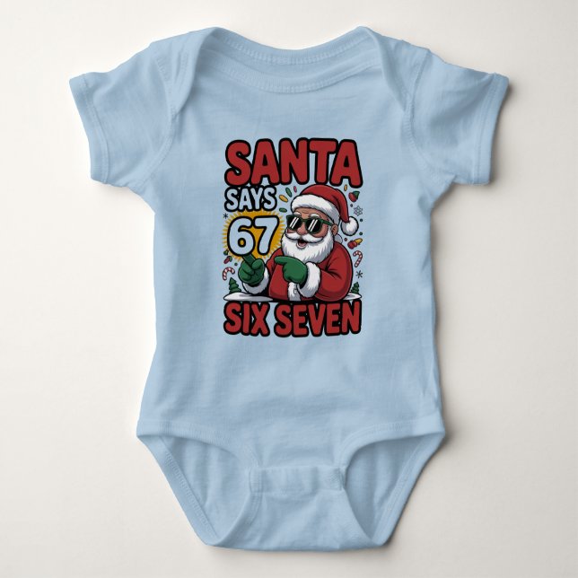 Body Para Bebê 67 Six Seven Funny Christmas Santa Meme (Frente)