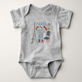 Body Para Bebê A aguarela francesa de Paris Doodles Onsie