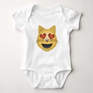 Body Para Bebê A cara de sorriso do gato com o coração dado for